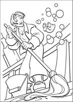 coloriage la planete au tresor jim nettoie le pont